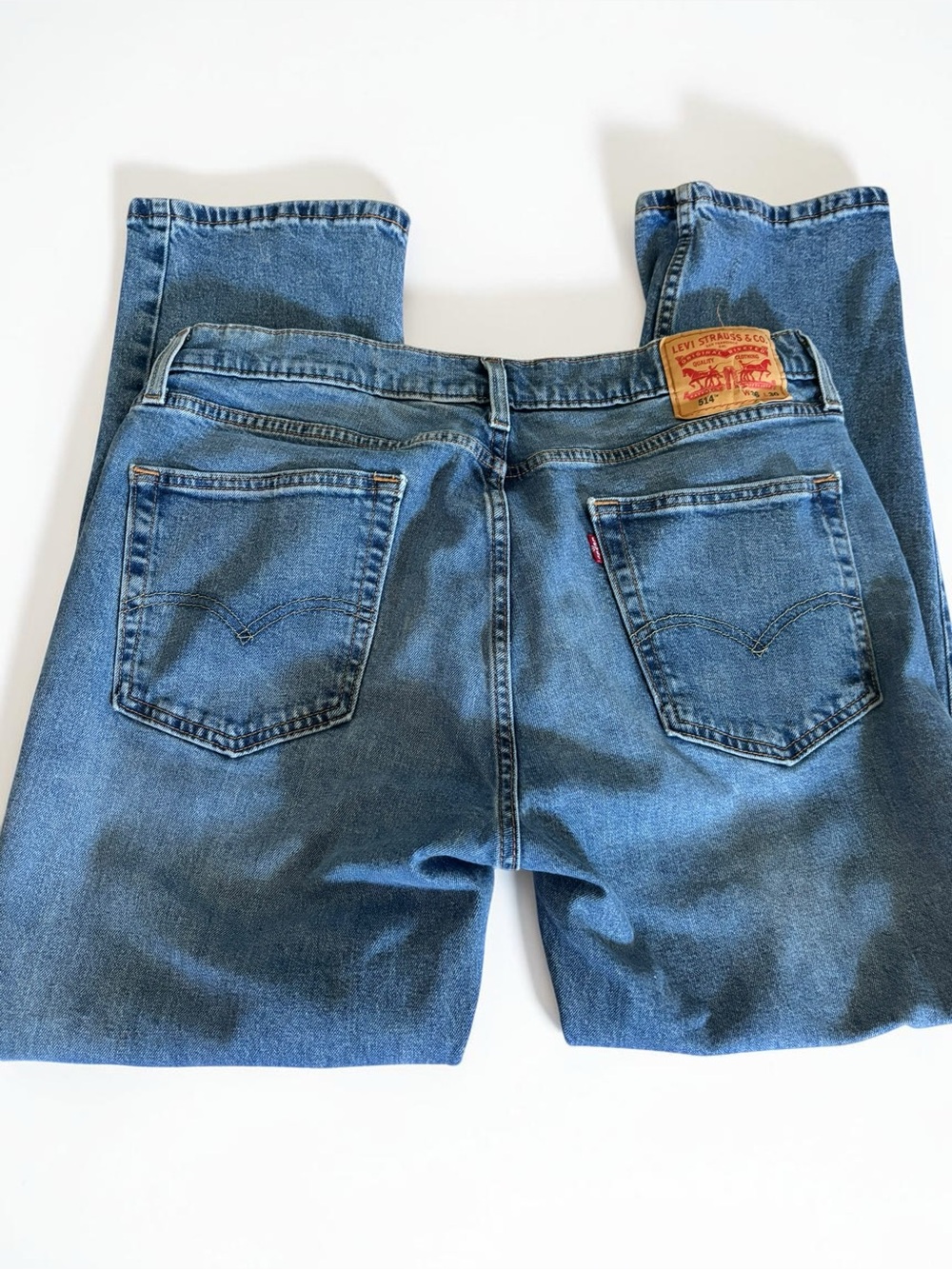 Levis Mens 514 Straight Leg Jeans 36x30 Medium Wash Denim
